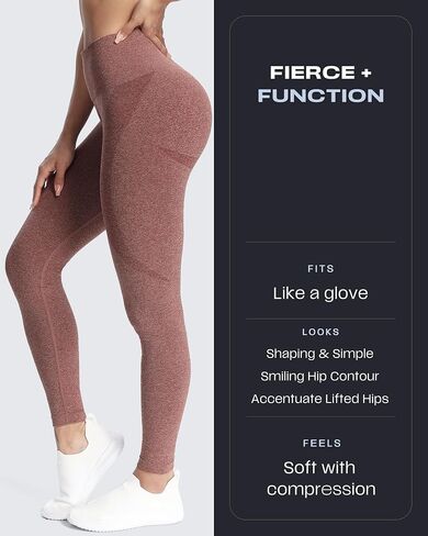 Aoxjox Workout Seamless Leggings for Women Smile Contour High Waisted Athletic Yoga Pants Tights 26" in Saudi Arabia