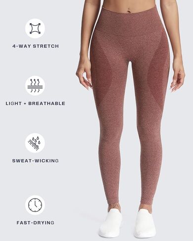 Aoxjox Workout Seamless Leggings for Women Smile Contour High Waisted Athletic Yoga Pants Tights 26" in Saudi Arabia