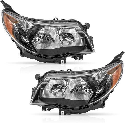 مصابيح هالوجين أمامية من الجانب الأيسر والأيمن من PartsFlow مصابيح أمامية بتصميم أسود لـ 2009-2013 سوبارو فورستر SU2503132 in Kuwait