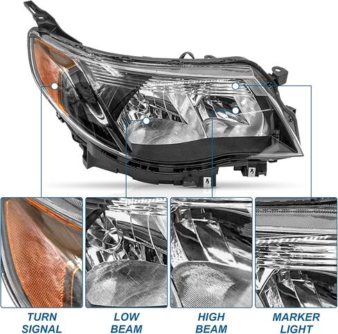 مصابيح هالوجين أمامية من الجانب الأيسر والأيمن من PartsFlow مصابيح أمامية بتصميم أسود لـ 2009-2013 سوبارو فورستر SU2503132 in Kuwait
