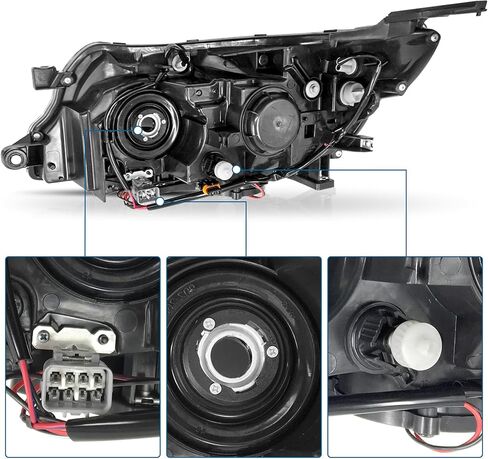 مصابيح هالوجين أمامية من الجانب الأيسر والأيمن من PartsFlow مصابيح أمامية بتصميم أسود لـ 2009-2013 سوبارو فورستر SU2503132 in Kuwait