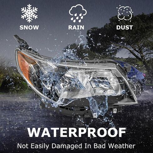 مصابيح هالوجين أمامية من الجانب الأيسر والأيمن من PartsFlow مصابيح أمامية بتصميم أسود لـ 2009-2013 سوبارو فورستر SU2503132 in Kuwait