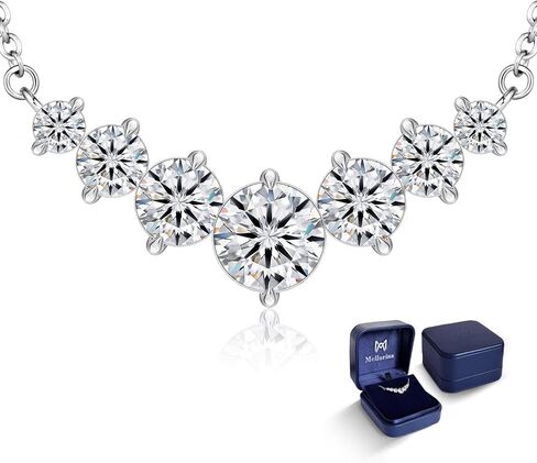 Moissanite Necklace for Women, 2.8CT-5CT Lab Created Diamond Pendant, Adjustable Sterling Silver Chain, Engraved 'I LOVE YOU', Wedding Necklace for Bride, Romantic Gift for Wife Mom Girlfriend, Birthday Anniversary Christmas Jewelry in Saudi Arabia