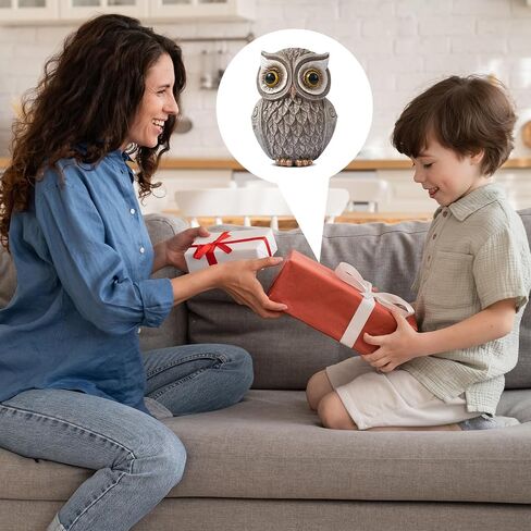 تمثال بومة لطيف لديكور المنزل، تماثيل بومة بنية للرف، سطح مكتب غرفة المعيشة وغرفة النوم، رف الكتب، هدايا منحوتات الحيوانات، عناصر ديكور لمحبي الطيور (صغير) in Kuwait