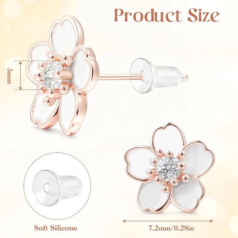 Flower Earrings for Women - Delicate Floral Sterling Silver Stud Earrings, Nickel Free - Cute Earrings for Sensitive Ears in Saudi Arabia