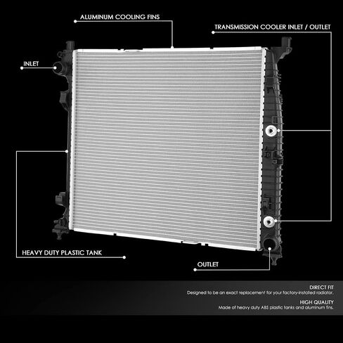 DNA Motoring OEM-RA-2337 OE Style Direct Fit Aluminum Radiator Compatible with 01-07 Mercedez C240 / C230 / SLK280, 25-5/8" W X 16" H X 1" D, 1-5/16" Inlet, 1-5/16" Outlet in Saudi Arabia