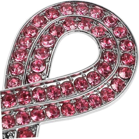 PartyKindom 2pcs Rhinestone Pink Ribbon Pin Brooch Women Breast Cancer Awareness Ribbon Pins Alloy Lapel in Saudi Arabia