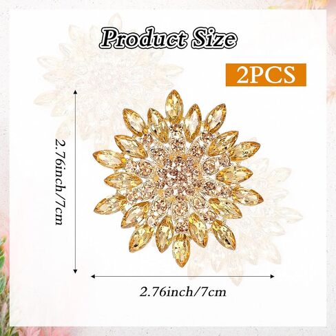 2 Pcs Colorful Sunflower Crystal Brooch Rhinestone Flower Brooch Pin Stylish Crystal Brooches Elegant Brooches Fashion Hat Bag Accessories for Women Wedding Party Birthday Dance Banquet Dress in Saudi Arabia