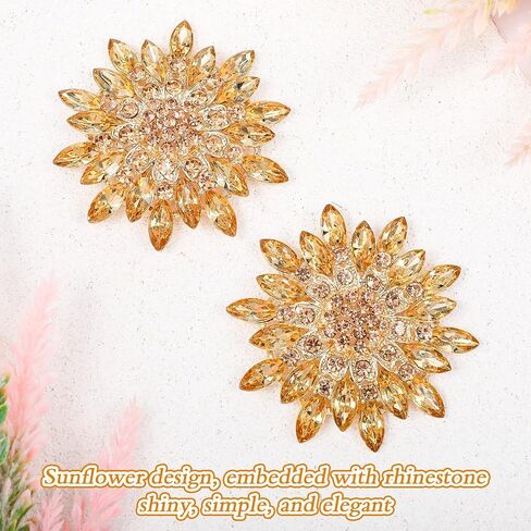 2 Pcs Colorful Sunflower Crystal Brooch Rhinestone Flower Brooch Pin Stylish Crystal Brooches Elegant Brooches Fashion Hat Bag Accessories for Women Wedding Party Birthday Dance Banquet Dress in Saudi Arabia
