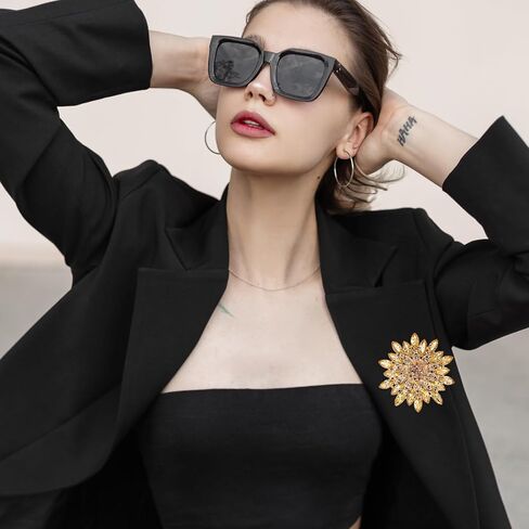 2 Pcs Colorful Sunflower Crystal Brooch Rhinestone Flower Brooch Pin Stylish Crystal Brooches Elegant Brooches Fashion Hat Bag Accessories for Women Wedding Party Birthday Dance Banquet Dress in Saudi Arabia