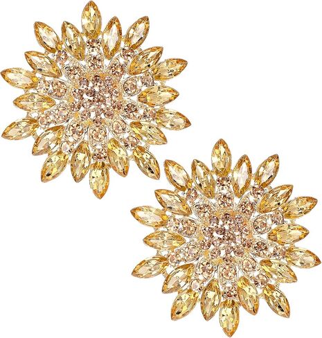2 Pcs Colorful Sunflower Crystal Brooch Rhinestone Flower Brooch Pin Stylish Crystal Brooches Elegant Brooches Fashion Hat Bag Accessories for Women Wedding Party Birthday Dance Banquet Dress in Saudi Arabia