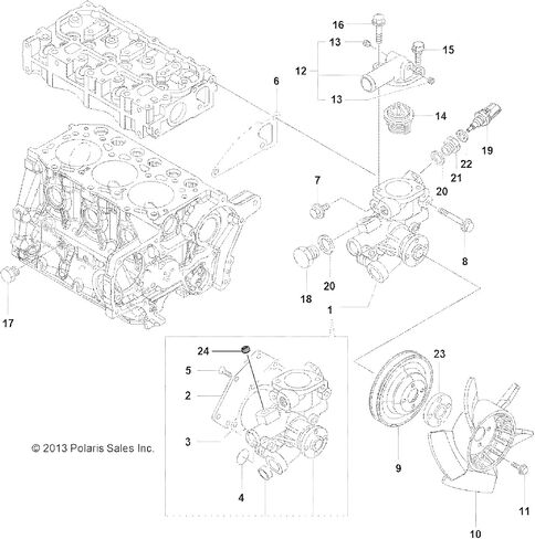 Polaris Ranger Water Pump Assembly, Genuine OEM Part 3070132, Qty 1 in Saudi Arabia