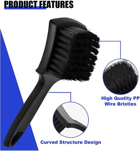 8.3×2.5 Inch Carpet Cleaning Brush, Scrub Brush for Floor Mats, Car Wheel Hub Cleaning Brush for Car Interior and Home, Car Wash Brush Automotive Tire Brush with Soft Bristle Short Handle in Kuwait