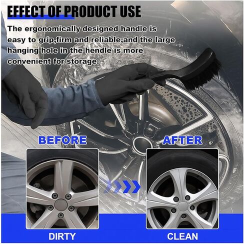 8.3×2.5 Inch Carpet Cleaning Brush, Scrub Brush for Floor Mats, Car Wheel Hub Cleaning Brush for Car Interior and Home, Car Wash Brush Automotive Tire Brush with Soft Bristle Short Handle in Kuwait