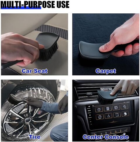 8.3×2.5 Inch Carpet Cleaning Brush, Scrub Brush for Floor Mats, Car Wheel Hub Cleaning Brush for Car Interior and Home, Car Wash Brush Automotive Tire Brush with Soft Bristle Short Handle in Kuwait