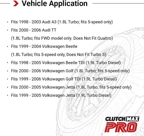مجموعة قابض السباق CMP المرحلة 3 مع دولاب الموازنة يناسب Audi 1998-2003 A3 2000-2006 TT, Volkswagen 1999-2004 Beetle 1998-2005 TDI Jetta 2000-2006 Golf 1.8L 1.9L توربو ديزل 5 سرعات FWD in Saudi Arabia