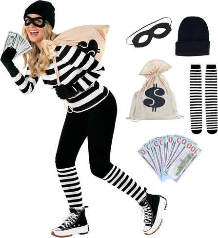 Morph Robber Costume Women, Bank Robber Costume Women, Burglar Costumes, Halloween Costumes Adult in Saudi Arabia