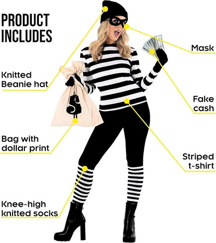 Morph Robber Costume Women, Bank Robber Costume Women, Burglar Costumes, Halloween Costumes Adult in Saudi Arabia