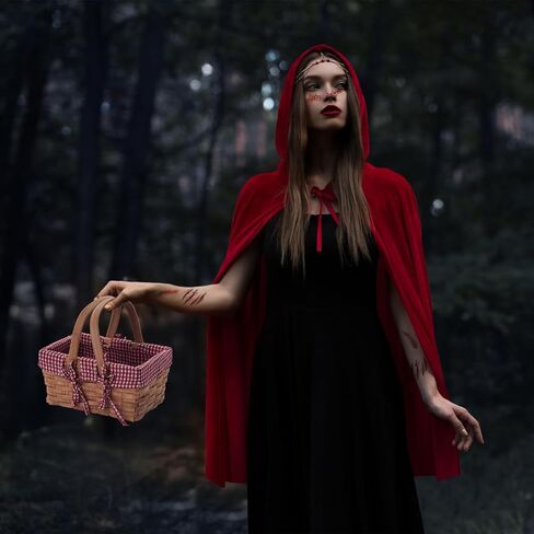 Outus Halloween Little Red Cap Costume Accessories Velvet Hood Cloak Belt Picnic Baskets Stockings Tattoo Sticker for Adult in Saudi Arabia