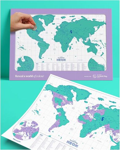 Luckies Scratch Map Neon | Travel Map & Scratch Off World Map | Scratch Map | World Map Scratch Off Map | Travel Map To Scratch Off Travels | World Map Scratch Off | Ideal Travel Gifts | Coral in Saudi Arabia