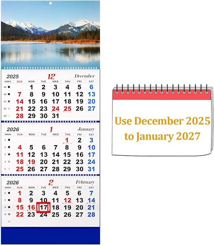 2025 Wall Calendar Monthly Calendar 3-Month Large Wall Calendar Thick Paper 2024-2026 Calendar 14-Month Calendar for Family Office (Blue-1) in Saudi Arabia