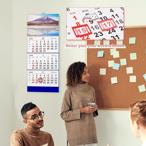 تقويم حائط 2025 تقويم شهري لمدة 3 أشهر تقويم جداري كبير ورق سميك 2024-2026 تقويم 14 شهرًا لمكتب العائلة (أزرق-1) in Kuwait