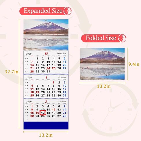 تقويم حائط 2025 تقويم شهري لمدة 3 أشهر تقويم جداري كبير ورق سميك 2024-2026 تقويم 14 شهرًا لمكتب العائلة (أزرق-1) in Kuwait
