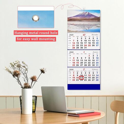 تقويم حائط 2025 تقويم شهري لمدة 3 أشهر تقويم جداري كبير ورق سميك 2024-2026 تقويم 14 شهرًا لمكتب العائلة (أزرق-1) in Kuwait