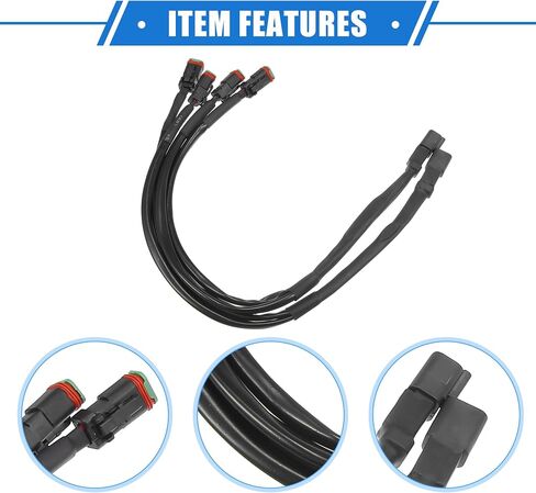 2 Pcs 2 in 1 for DT for DTM Female Connector Socket Adapters Splitters for LED Work Chandelier Light Retrofit Connectors Wiring, Universal for Car Truck Durable Plastic Black in Saudi Arabia