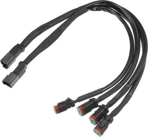 2 Pcs 2 in 1 for DT for DTM Female Connector Socket Adapters Splitters for LED Work Chandelier Light Retrofit Connectors Wiring, Universal for Car Truck Durable Plastic Black in Saudi Arabia