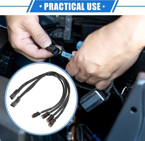 2 Pcs 2 in 1 for DT for DTM Female Connector Socket Adapters Splitters for LED Work Chandelier Light Retrofit Connectors Wiring, Universal for Car Truck Durable Plastic Black in Saudi Arabia