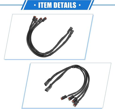2 Pcs 2 in 1 for DT for DTM Female Connector Socket Adapters Splitters for LED Work Chandelier Light Retrofit Connectors Wiring, Universal for Car Truck Durable Plastic Black in Saudi Arabia