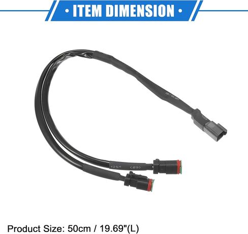 2 Pcs 2 in 1 for DT for DTM Female Connector Socket Adapters Splitters for LED Work Chandelier Light Retrofit Connectors Wiring, Universal for Car Truck Durable Plastic Black in Saudi Arabia