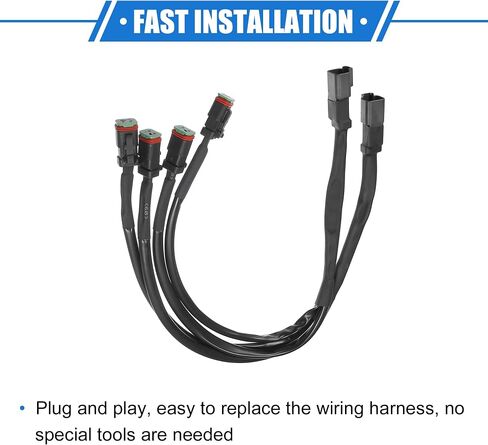 2 Pcs 2 in 1 for DT for DTM Female Connector Socket Adapters Splitters for LED Work Chandelier Light Retrofit Connectors Wiring, Universal for Car Truck Durable Plastic Black in Saudi Arabia