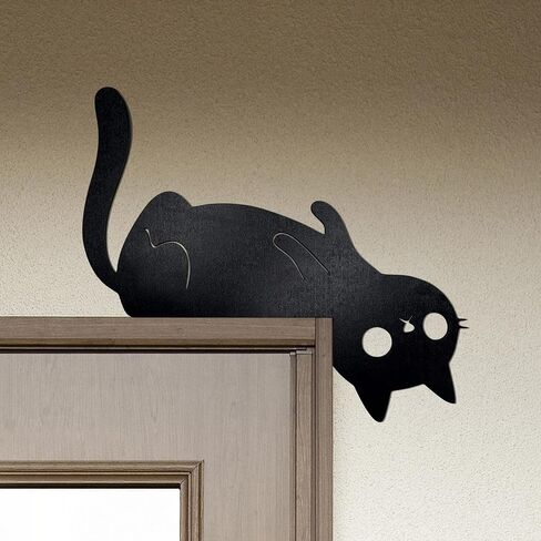 Black Cat Door Topper Cat Decor Door Corner Cute and Funny Cat Lover Gifts, Ideal for Friends Family in Kuwait