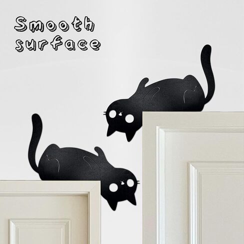 Black Cat Door Topper Cat Decor Door Corner Cute and Funny Cat Lover Gifts, Ideal for Friends Family in Kuwait