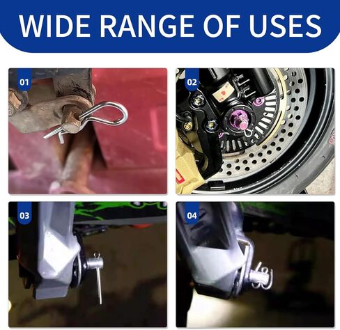 50 قطعة من دبابيس كوتر، مجموعة متنوعة من دبابيس كوتر، دبابيس الأجهزة شديدة التحمل على شكل حرف R، 5 أحجام من دبابيس الربط الزنبركية لقفل المقطورة، مشابك المقطورة، جزازات العشب، الشاحنات، اختيار الميكانيكي in Kuwait