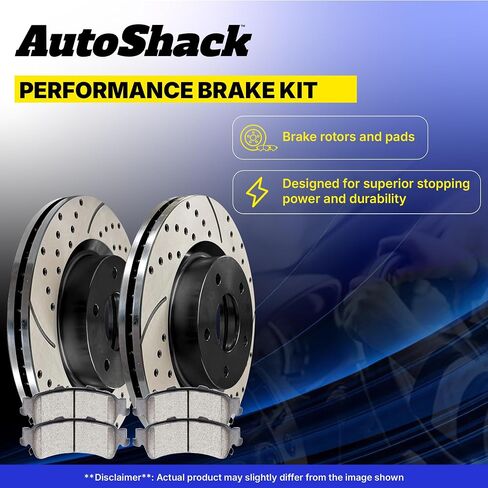 وسادات فرامل دوارة من السيراميك لدوارات الفرامل المحفورة والمشقوقة من AutoShack | بديل لسيارة لينكولن نافيجيتور 2003-2006 2003-2006 فورد إكسبيديشن 5.4L 4WD RWD | المغلفة الإلكترونية | طقم فرامل 6 قطع | ShadowGuard in Saudi Arabia