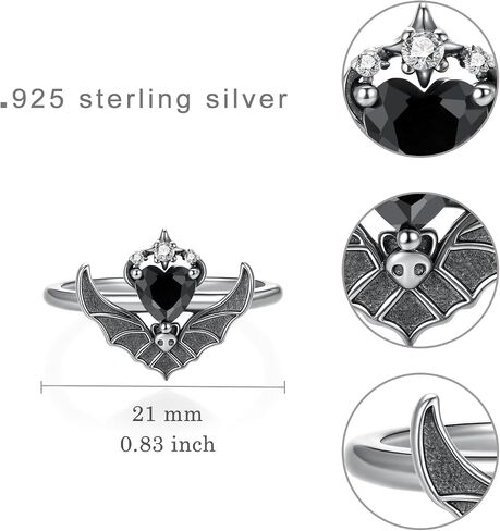 Bat Rings for Women 925 Sterling Silver Gothic Rings Halloween Bat Jewelry Gifts for Women in Kuwait
