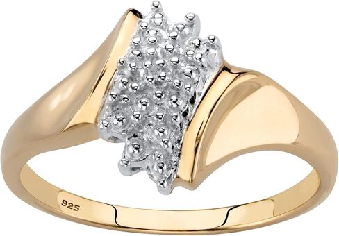 18K Yellow Gold over Sterling Silver Genuine Diamond Accent Cluster Ring in Saudi Arabia