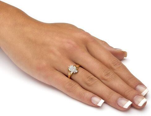 18K Yellow Gold over Sterling Silver Genuine Diamond Accent Cluster Ring in Saudi Arabia