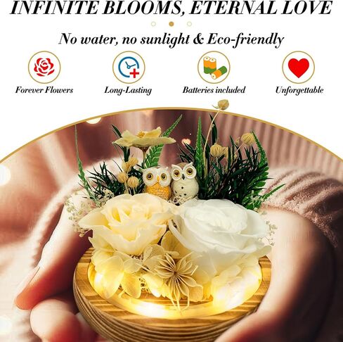 Forever Roses Flowers Gifts, Gifts for Mom, Birthday Gifts for Women, Preserved Flowers Fresh Bouquet, Flowers for Delivery Prime, Valentines, Mothers, Christmas, With LED Light Battery Included in Kuwait