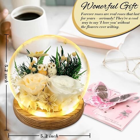Forever Roses Flowers Gifts, Gifts for Mom, Birthday Gifts for Women, Preserved Flowers Fresh Bouquet, Flowers for Delivery Prime, Valentines, Mothers, Christmas, With LED Light Battery Included in Kuwait