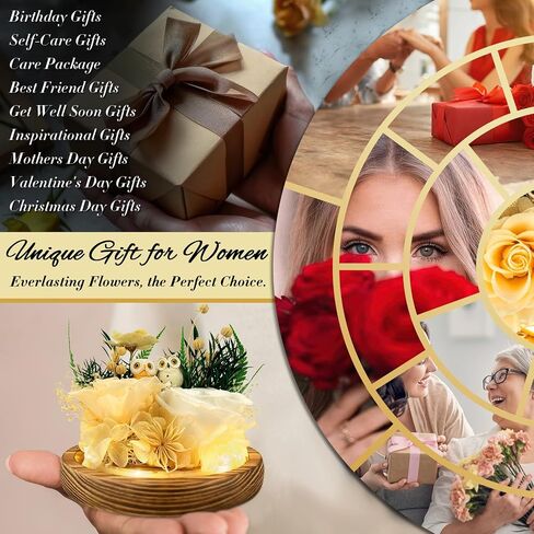 Forever Roses Flowers Gifts, Gifts for Mom, Birthday Gifts for Women, Preserved Flowers Fresh Bouquet, Flowers for Delivery Prime, Valentines, Mothers, Christmas, With LED Light Battery Included in Kuwait