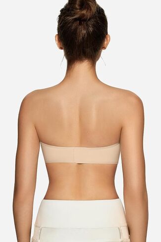 OEAK Womens Strapless Bandeau Bras Non Slip Push Up Wireless Padded Bralette Supportive Seamless Bra Comfortable Tube Bras Coffee XL in Saudi Arabia