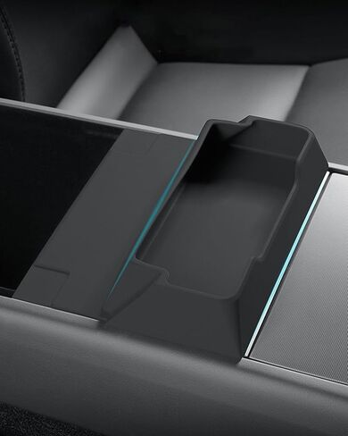 منظم النظارات الشمسية، وحدة تخزين النظارات الشمسية بوحدة التحكم المركزية، صندوق تخزين النظارات المصنوع من السيليكون لمسند الذراع متوافق مع طراز Tesla 3 وطراز y 2021-2024، وليس لـ Highland 3 in Kuwait