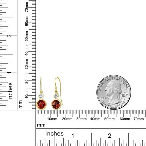 Gem Stone King 14K Yellow Gold Red Garnet and Moissanite Drop Dangle Earrings For Women (2.20 Cttw, Gemstone January Birthstone, Round 6MM and 3MM) in Saudi Arabia