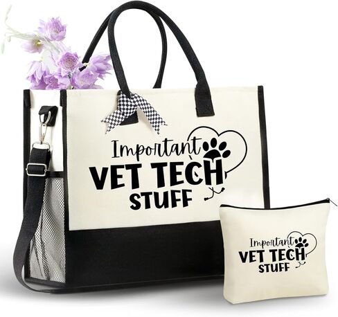 حقيبة حمل قماشية من InnoBeta Vet Tech Gifts للنساء، حقيبة هدايا لأسبوع Vet Tech مع إغلاق بسحاب علوي وحزام كتف in Saudi Arabia