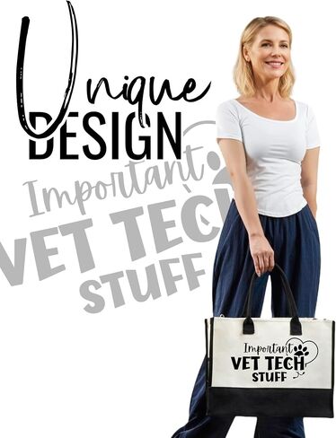 حقيبة حمل قماشية من InnoBeta Vet Tech Gifts للنساء، حقيبة هدايا لأسبوع Vet Tech مع إغلاق بسحاب علوي وحزام كتف in Saudi Arabia