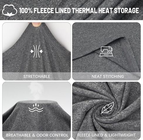 Men's Thermal Compression Shirt Fleece Lined Long Sleeve Athletic Base Layer Cold Weather Gear Workout Top Grey in Saudi Arabia